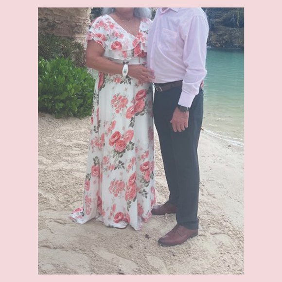 Plus Allover Floral V-back A-line Dress Maxi - Picture 4 of 4